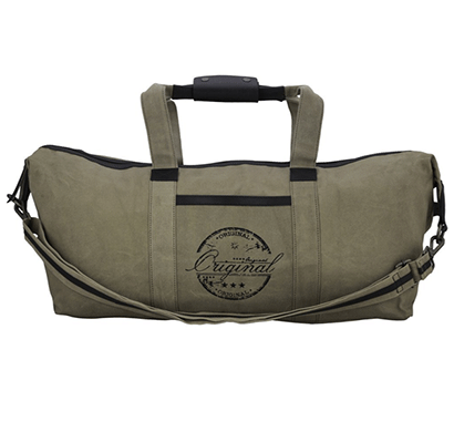neudis genuine leather & recycled stone washed canvas duffle bag for gym & travel - original - green