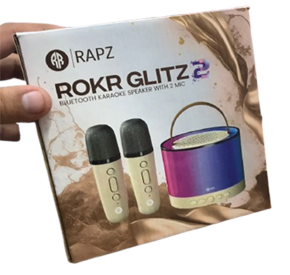 rapz (rokr glitz 2) bluetooth karaoke speaker with 2 mic