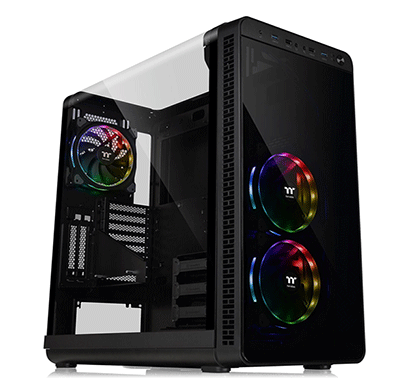 thermaltake (ca-1j7-00m1wn-01) view 37 rgb e-atx mid tower computer cases with 3 ring plus rgb fans (black)