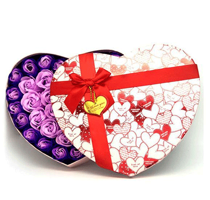 urban chakkar purple large heart shape artificial rose box - assorted