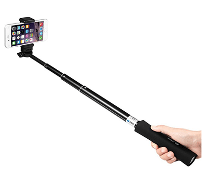 zoook 3-in-1 bluetooth selfie stick with power bank and torch black